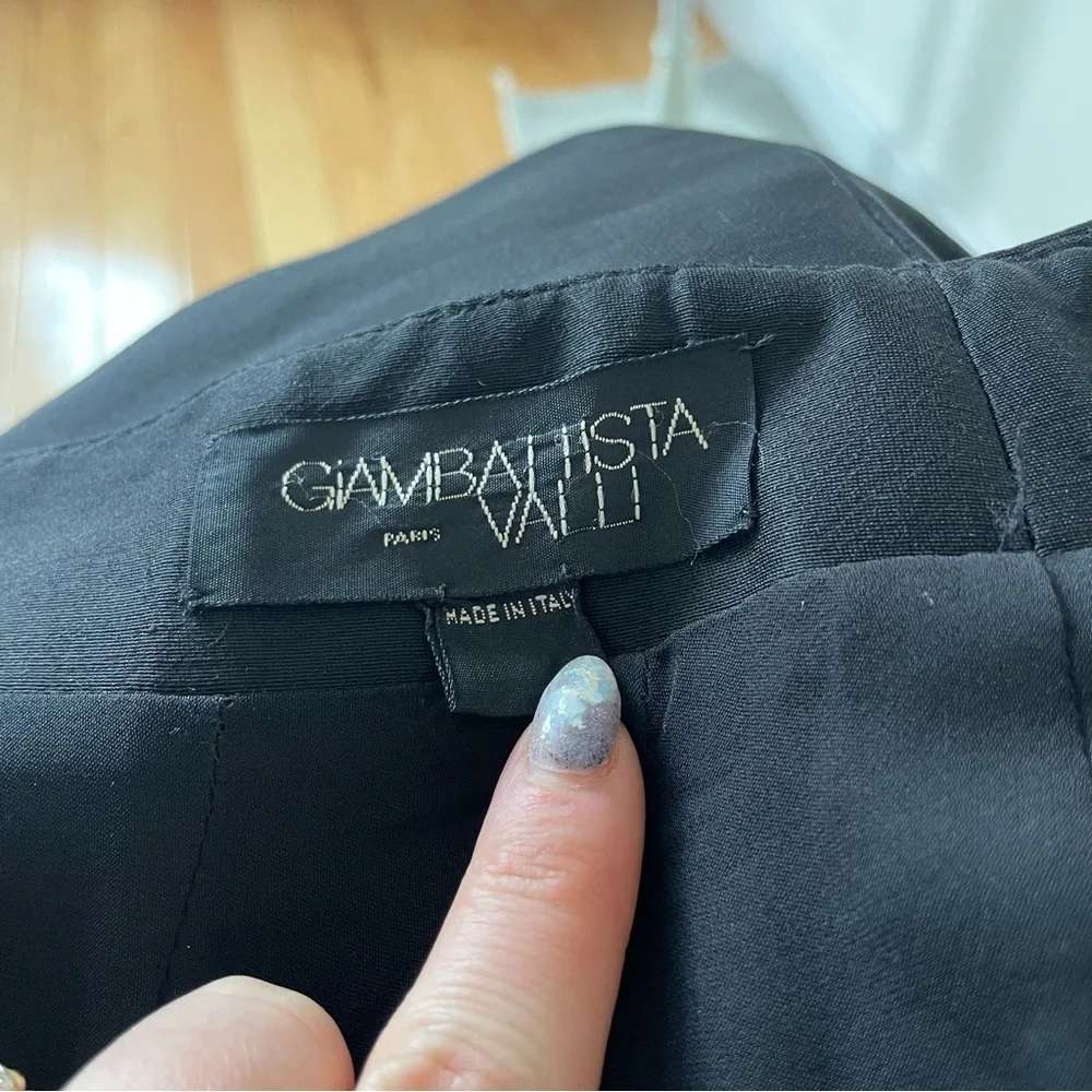 Giambattista Valli Vintage Silk Wool Black Structured Pencil Skirt EUC IT44 US8